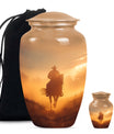Cowboy Theme Large Urn With 1 Keepsake Urn