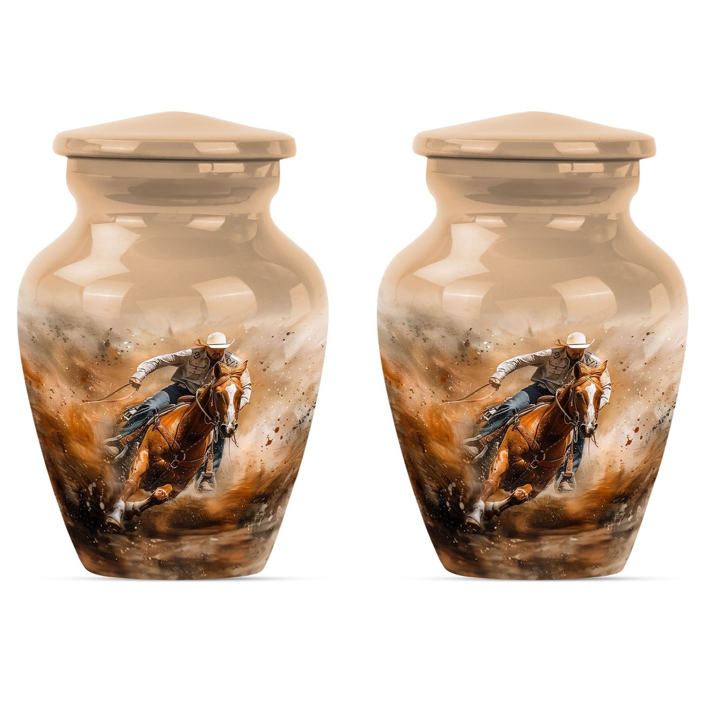 Classic 10-inch aluminum cowboy cremation urn for men