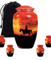 Cowboy Theme Large Urn With 4 Keepsake Urn