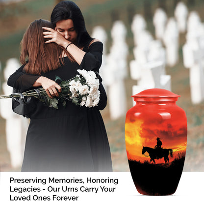 10 inch classic aluminium cowboy urn with butterfly theme, 