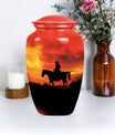 10 inch classic aluminium cowboy urn with butterfly theme, 
