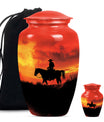 Cowboy Theme Large Urn With 1 Keepsake Urn