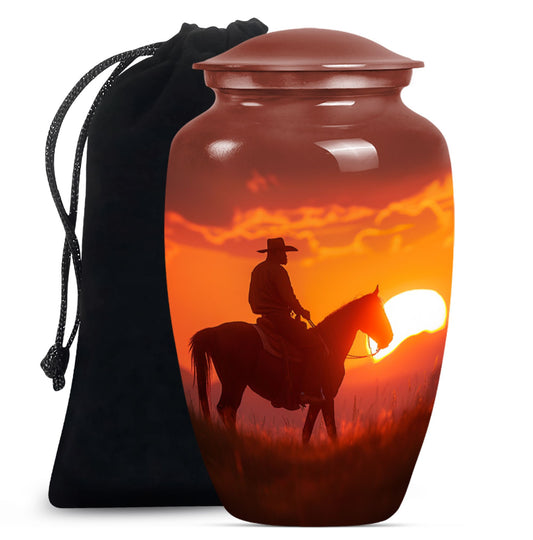 Cowboy Theme Large Urn 10 Inch