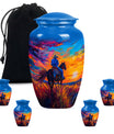 Cowboy Theme Large Urn With 4 Keepsake Urn
