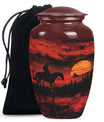 Large Cowboy Cremation Urn for Adult Ashes - Red Cowboy Cremation Keepsakes For Ashes