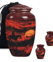Cowboy Theme Large Urn With 2 Keepsake Urn
