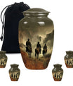 Cowboy Theme Large Urn With 4 Keepsake Urn