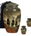 Cowboy Theme Large Urn With 2 Keepsake Urn