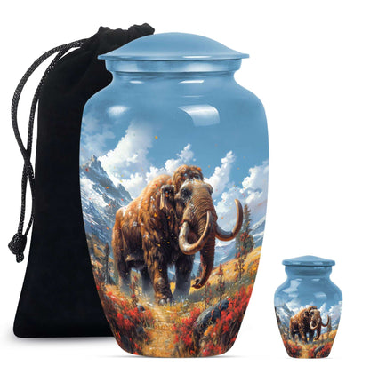 Mamoth Theme Large Urn With 1 Keepsake Urn
