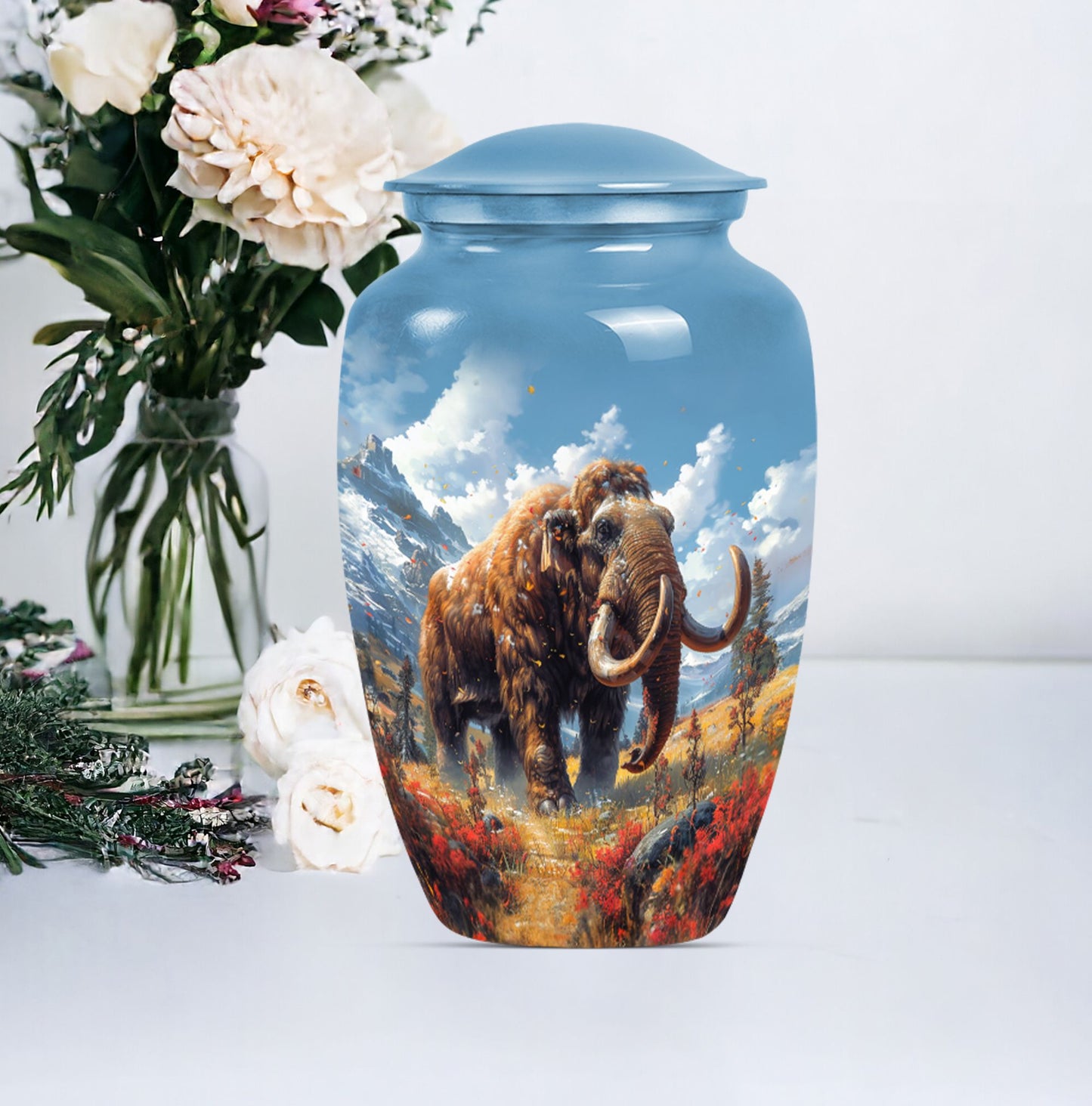 mamoth urn, butterfly themed memorial funeral urn