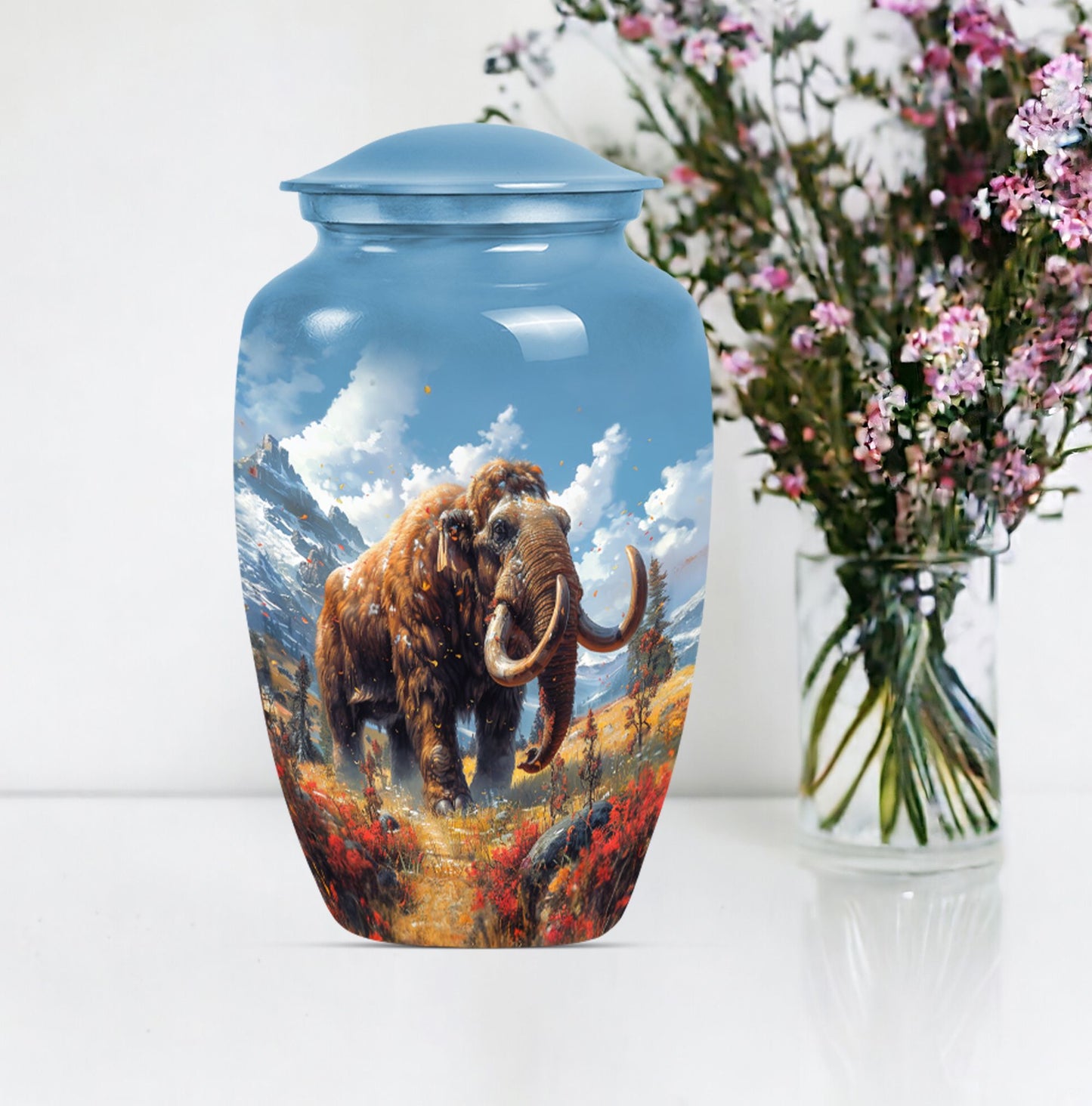 mamoth urn, butterfly themed memorial funeral urn