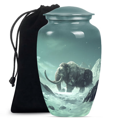 classic mammoth urn for cremation with butterfly theme.