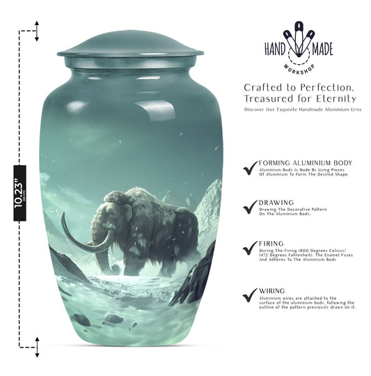 classic mammoth urn for cremation with butterfly theme.