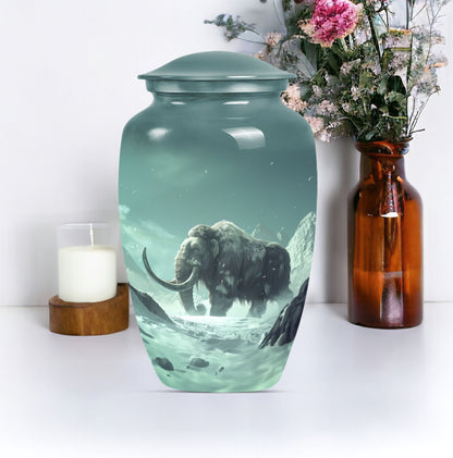 classic mammoth urn for cremation with butterfly theme.