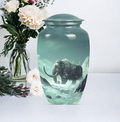 classic mammoth urn for cremation with butterfly theme.