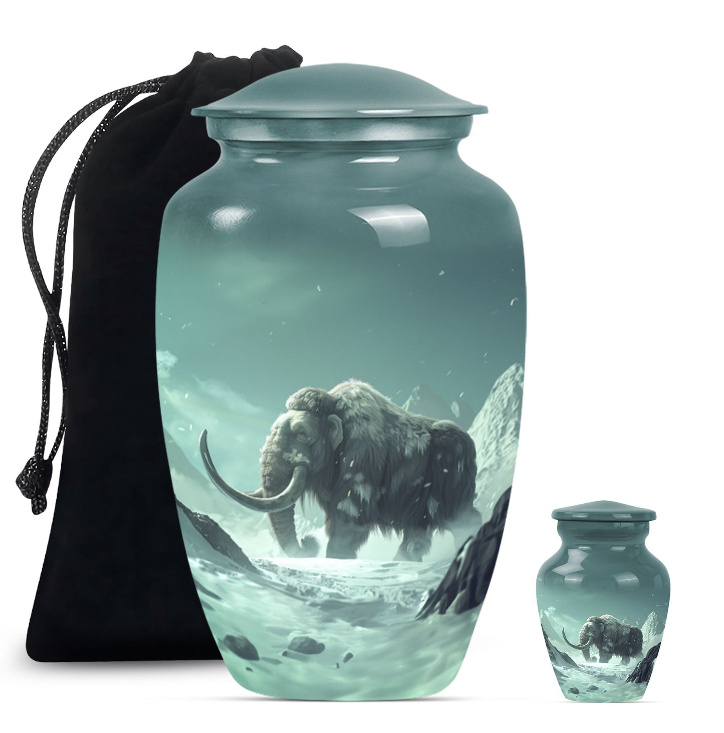 classic mammoth urn for cremation with butterfly theme.