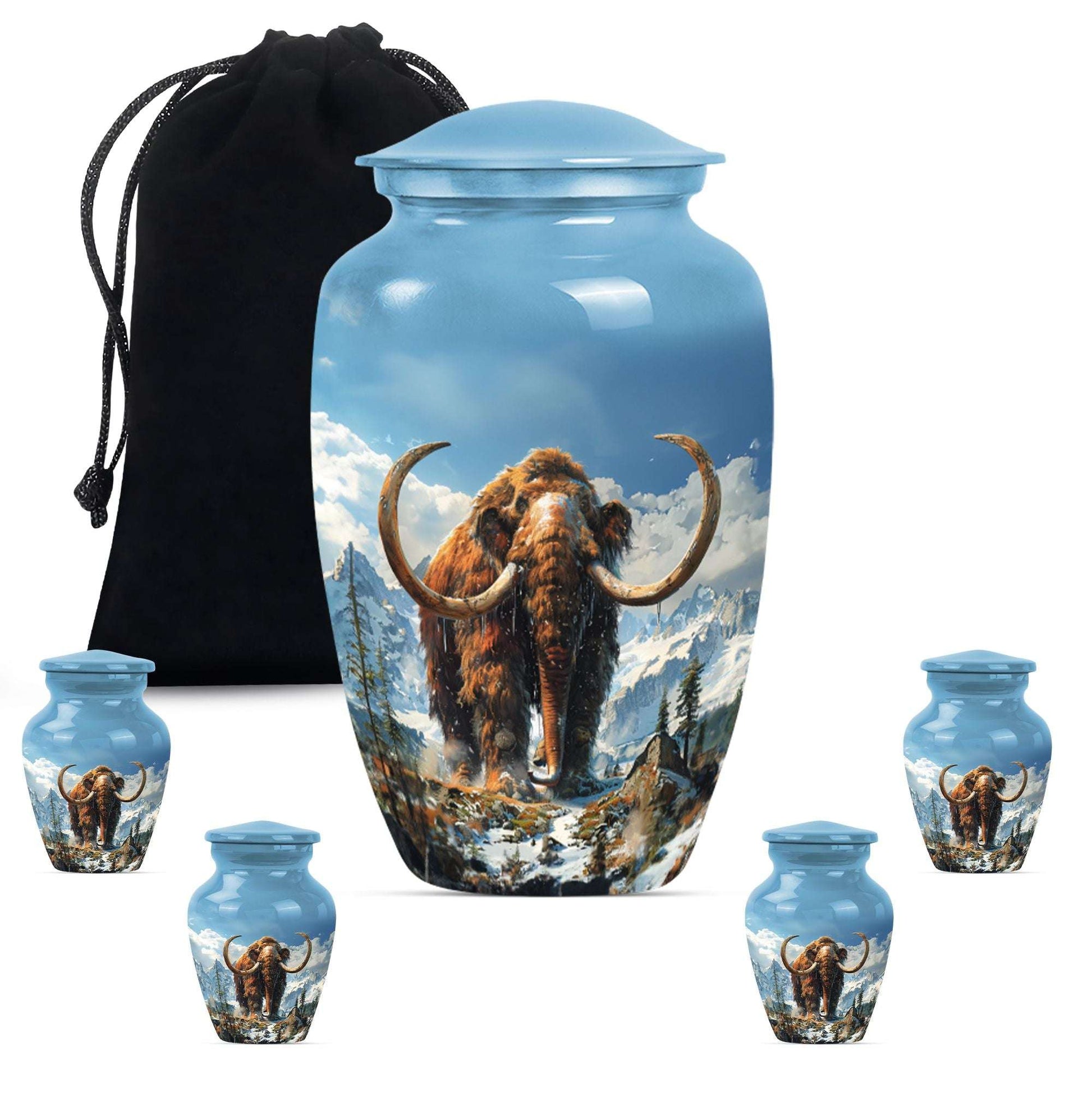 Mamoth Theme Large Urn With 4 Keepsake Urn