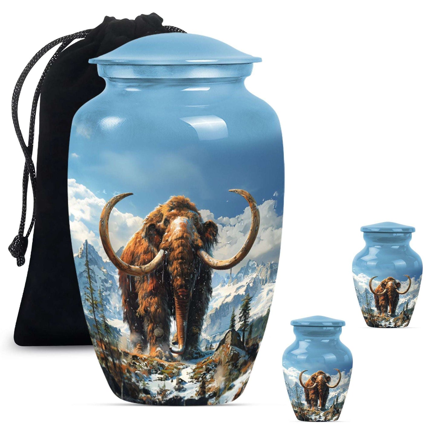 Mamoth Theme Large Urn With 2 Keepsake Urn