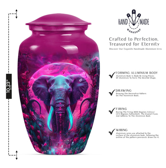 10-inch mammoth Urn, butterfly-themed, burial funeral urn.
