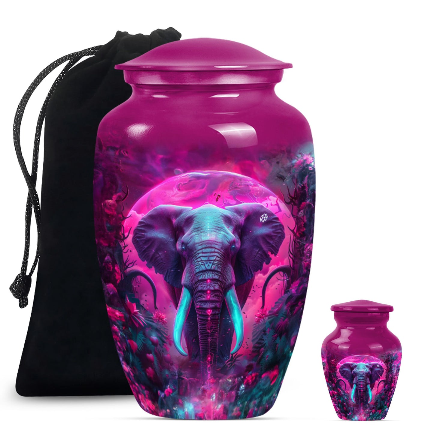 10-inch mammoth Urn, butterfly-themed, burial funeral urn.