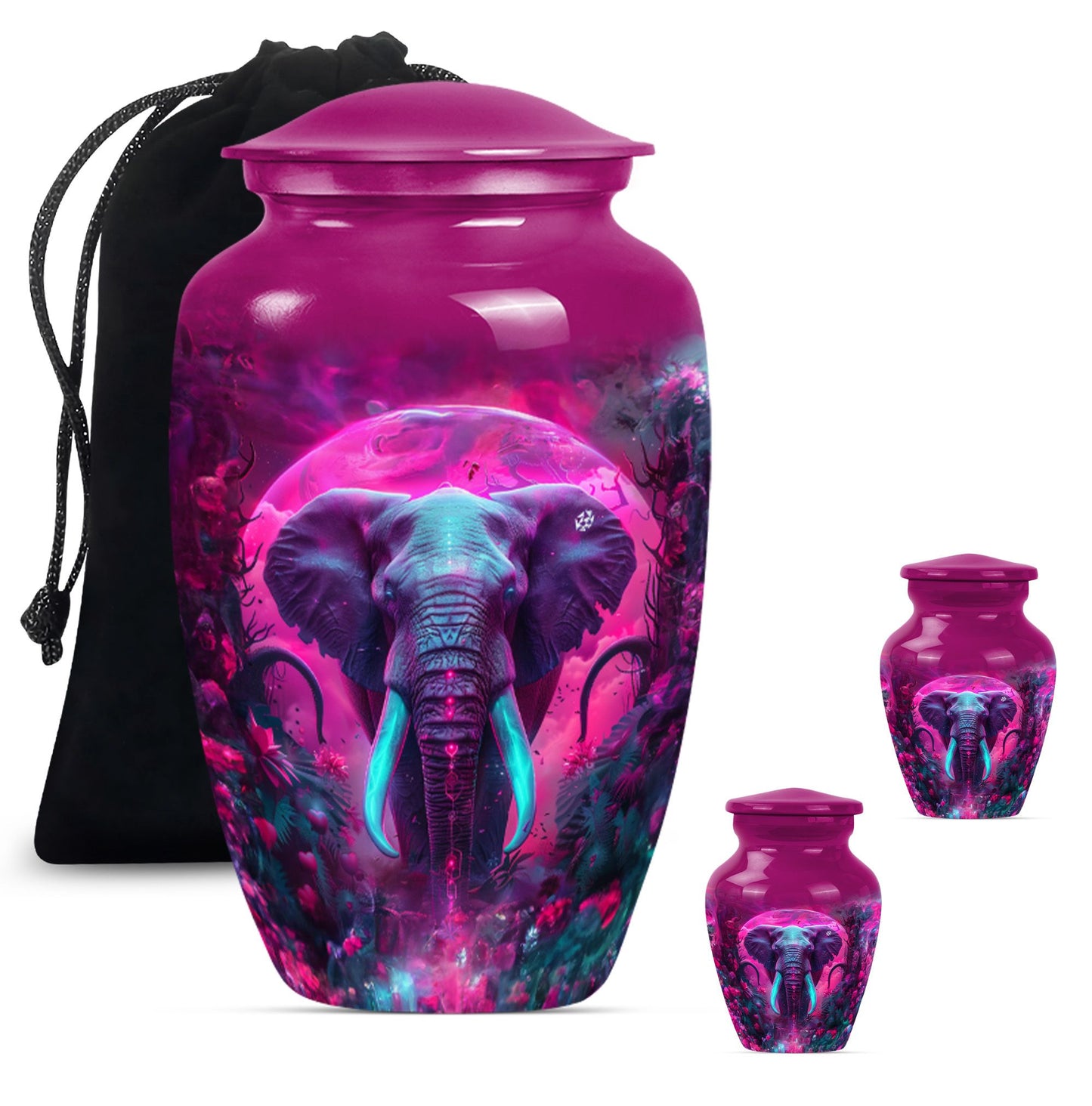 10-inch mammoth Urn, butterfly-themed, burial funeral urn.