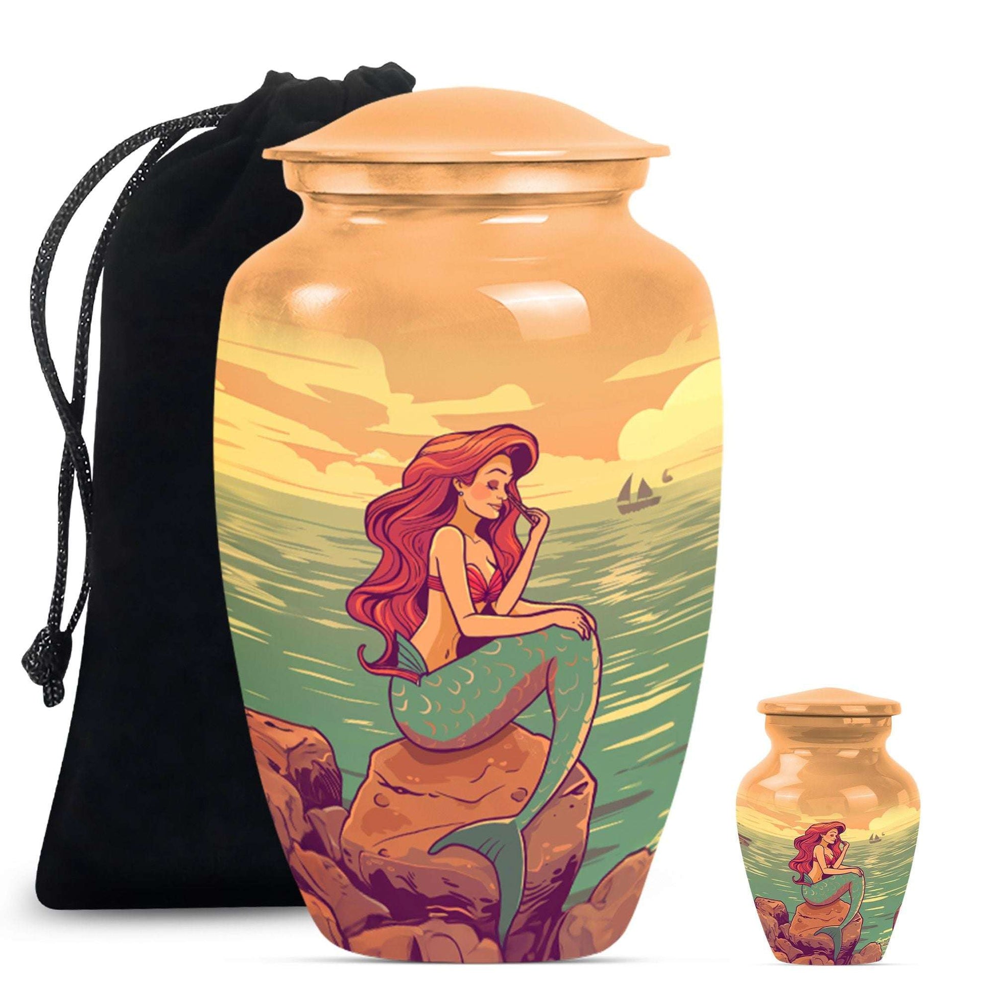 Mermaid Theme Large Urn With 1 Keepsake Urn
