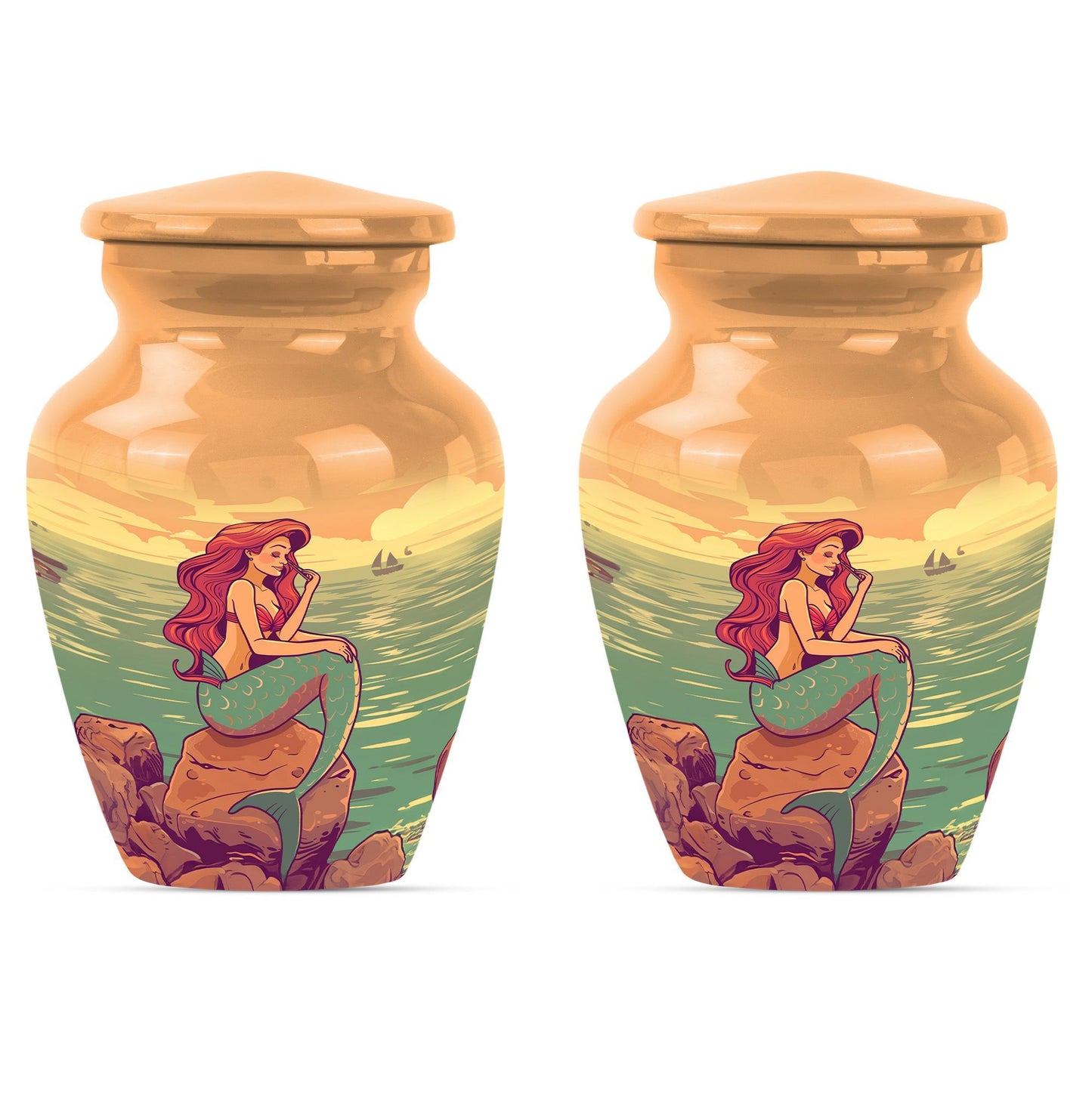Mermaid urn for ashes, butterfly
