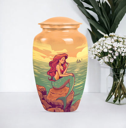 Mermaid urn for ashes, butterfly