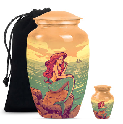 Mermaid urn for ashes, butterfly