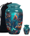 Mermaid Theme Large Urn With 1 Keepsake Urn