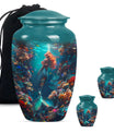 Mermaid Theme Large Urn With 2 Keepsake Urn