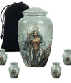 Mermaid Theme Large Urn With 4 Keepsake Urn
