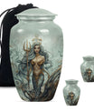 Mermaid Theme Large Urn With 2 Keepsake Urn