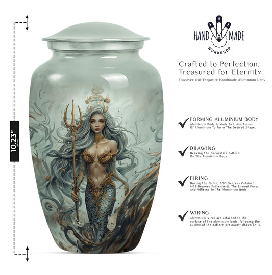 10-inch Mermaid Urn in classic design.