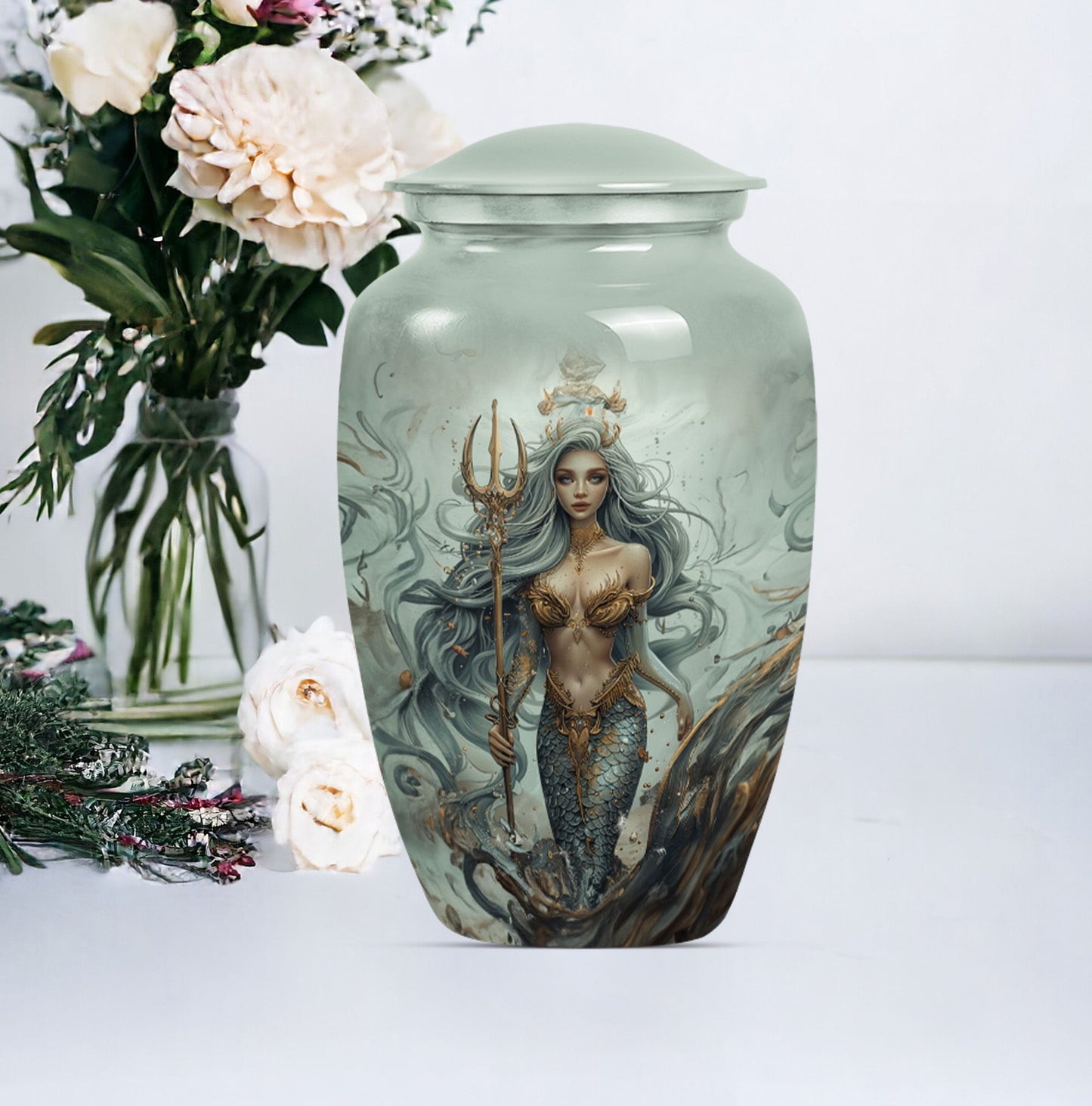 10-inch Mermaid Urn in classic design.