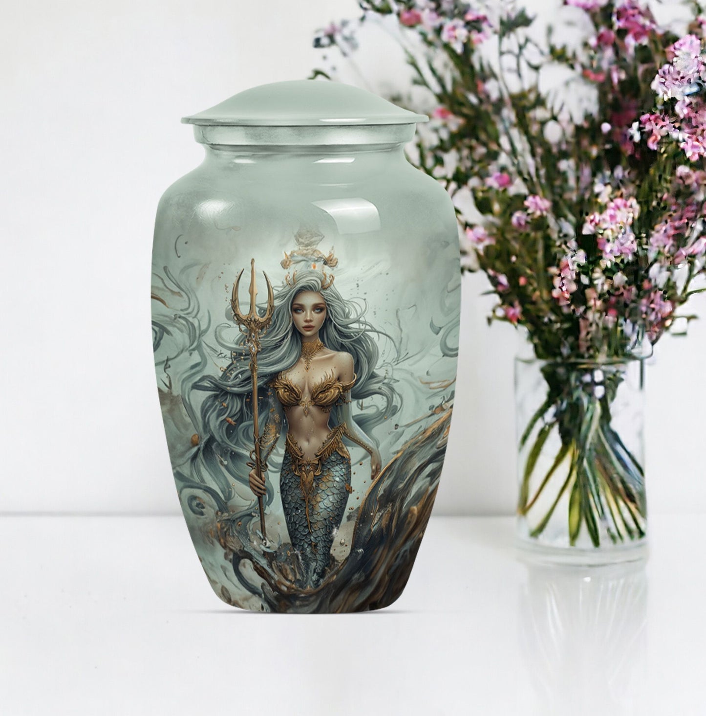 10-inch Mermaid Urn in classic design.