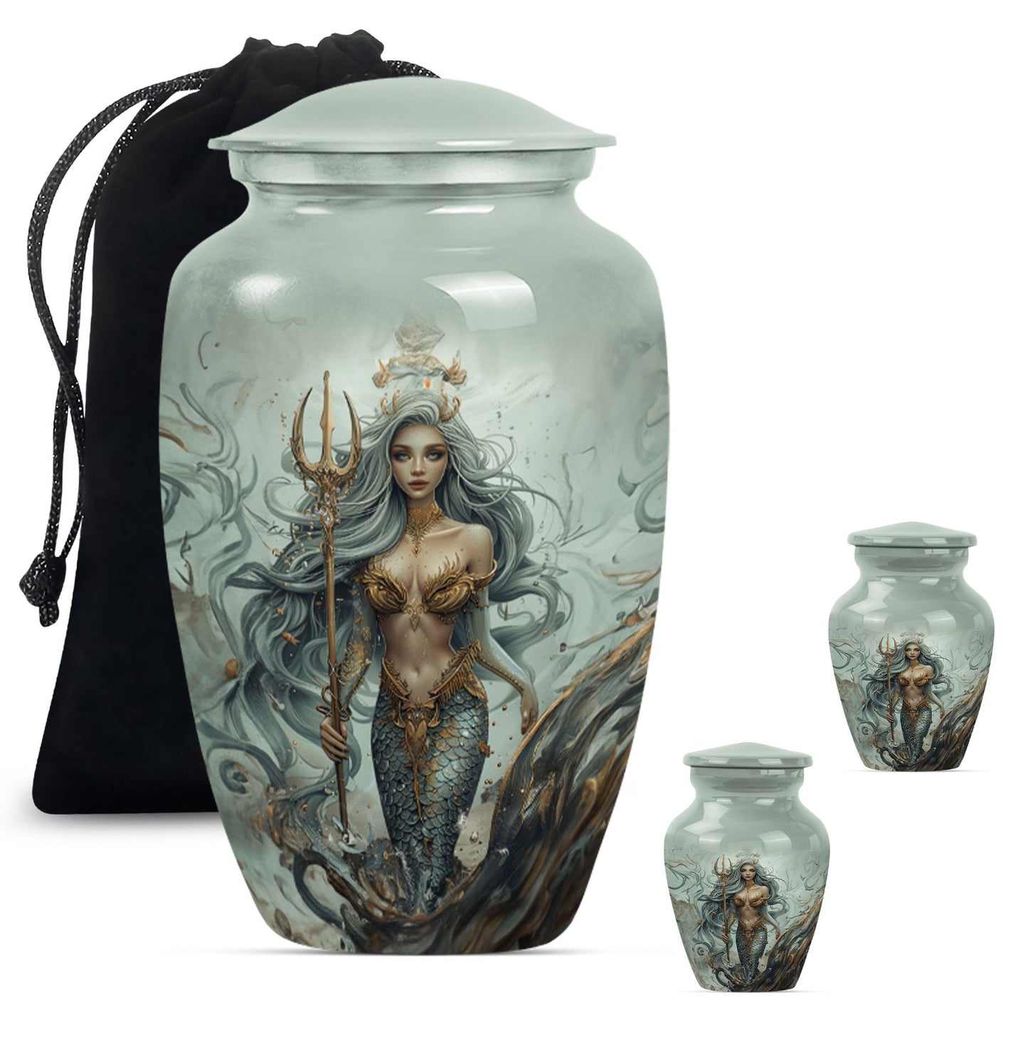 10-inch Mermaid Urn in classic design.