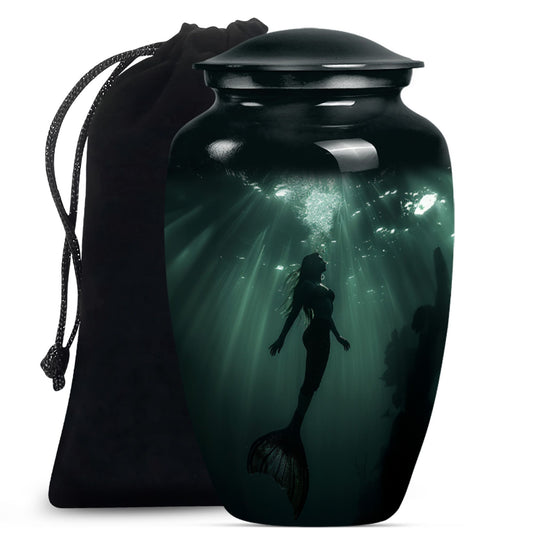 10 inch classic butterfly themed mermaid urn.