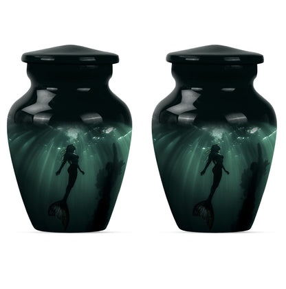 10 inch classic butterfly themed mermaid urn.