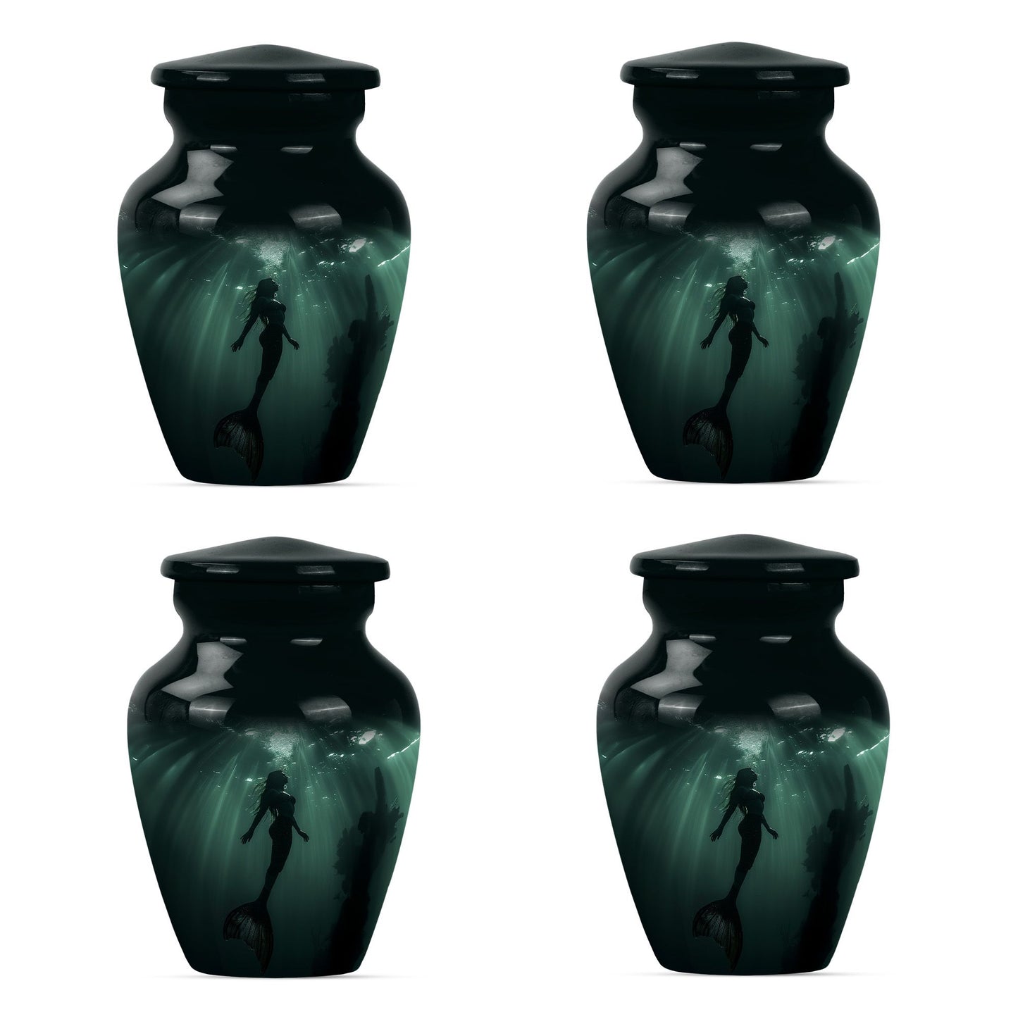 10 inch classic butterfly themed mermaid urn.