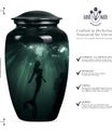 10 inch classic butterfly themed mermaid urn.
