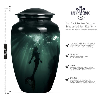 10 inch classic butterfly themed mermaid urn.