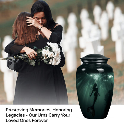 10 inch classic butterfly themed mermaid urn.