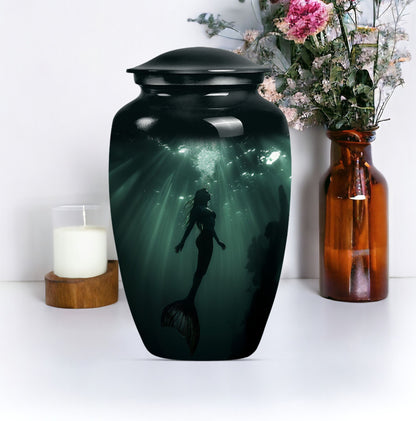 10 inch classic butterfly themed mermaid urn.