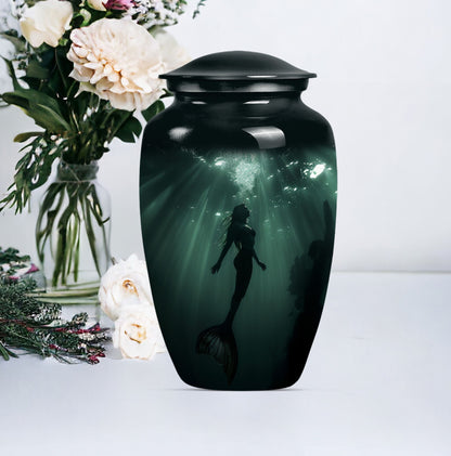 10 inch classic butterfly themed mermaid urn.