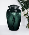10 inch classic butterfly themed mermaid urn.