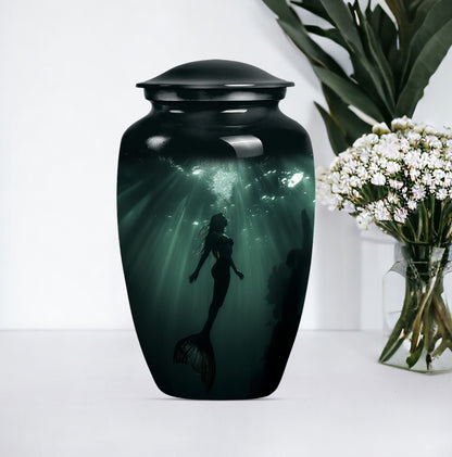 10 inch classic butterfly themed mermaid urn.