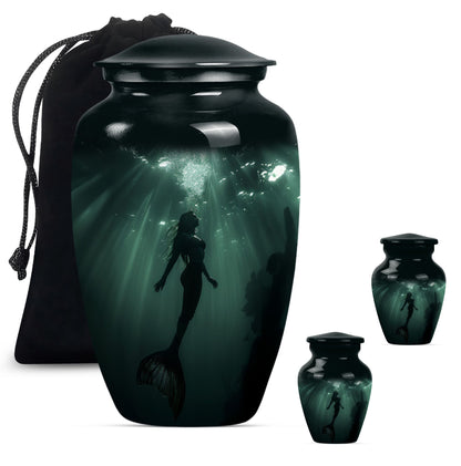 10 inch classic butterfly themed mermaid urn.