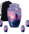Mermaid Theme Large Urn With 4 Keepsake Urn