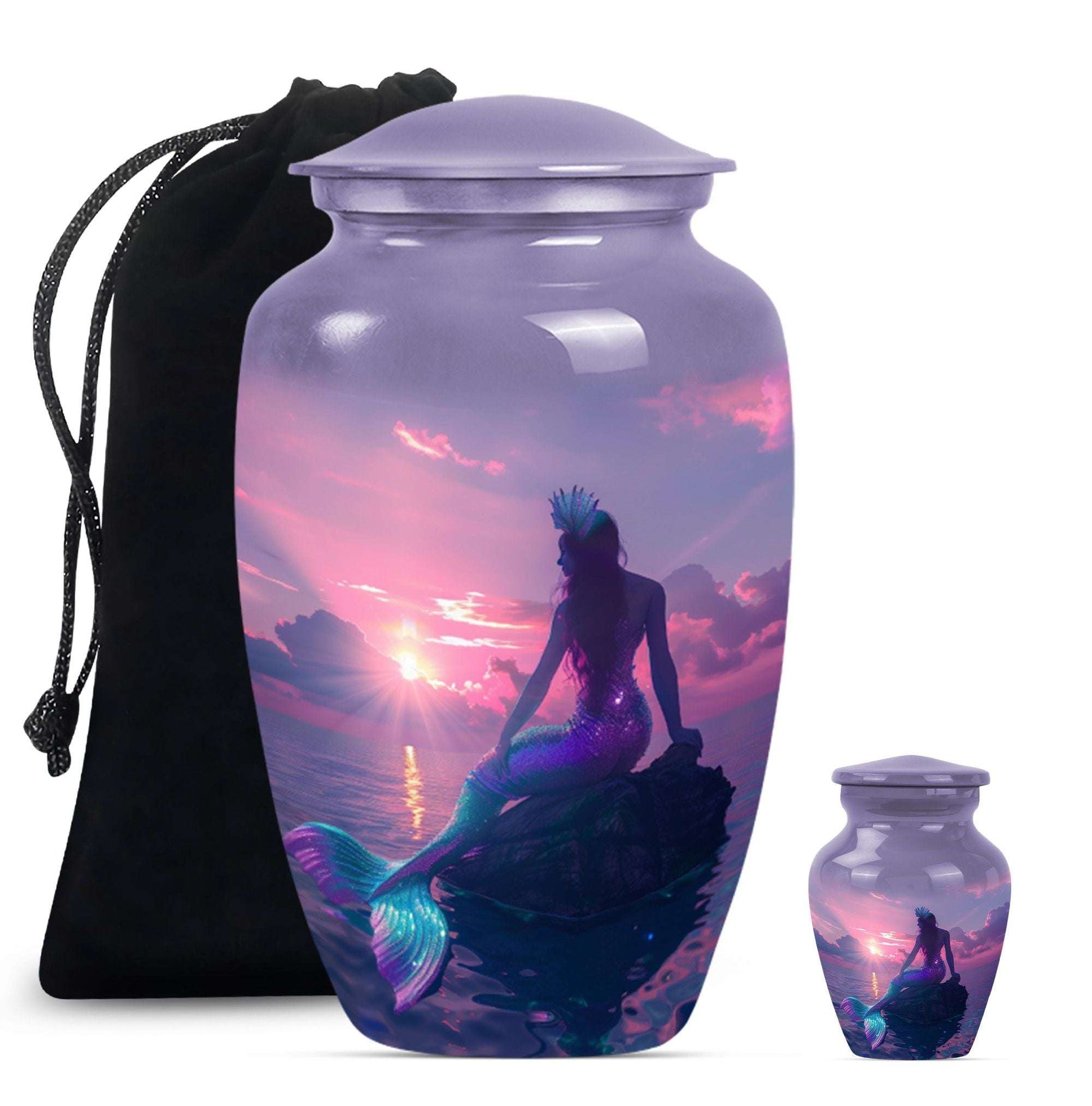 Mermaid Theme Large Urn With 1 Keepsake Urn